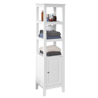 Mueble Columna de Baño SoBuy FRG205-W 3 estantes y 1 Puerta