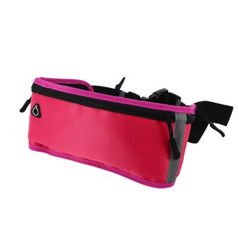 Riñonera Running Correa Ajustable y Banda Reflectante Rosa