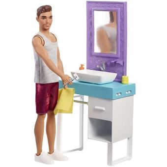 BARBIE - Ken y baño - Juego de muebles para muñecas y accesorios - Muñeca incluida - 1