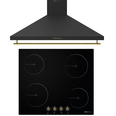 Conjunto Placa Vitro Solthermic Pvtc60 4 Fuegos 60cm Negra + Campana Solthermic H60pr 60cm Negro