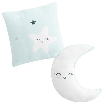 Set de 2 cojines decorativos Pekebaby Hello Moon Blanco algodón