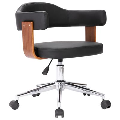 Silla de oficina giratoria vidaXL madera curvada cuero sintético negro 7,58kg