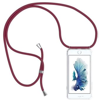 Funda de silicona transparente con correa para Iphone 7 / 8 Rojo Oscuro - 1