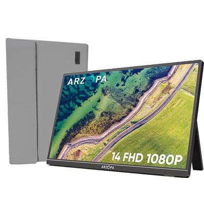 Arzopa Monitor Portátil A1s Portátil 14"" 1920X1080p Led Ips Fhd Usb-C + Bolsa De Almacenamiento