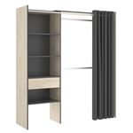 Vestidor con 1 cajón y cortina Suite 160-110 cm Natural Grafito