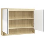 Armario de espejo de baño vidaXL MDF blanco y roble 80x15x60cm