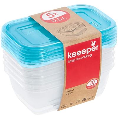 Set 5 Tuppers Keeeper Fredo Fresh 5x500ml 15,5x10,5x6cm Bicolor