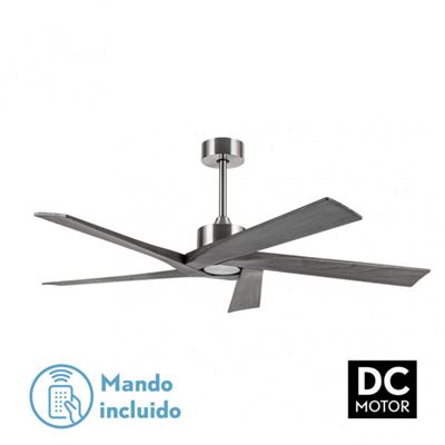 Ventilador De Techo Fabrilamp Rústico Nadir 39w Motor Dc 42db Ip20 Níquel Y Marrón