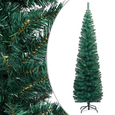 Árbol de Navidad artificial estrecho y soporte vidaXL PVC verde 210 cm