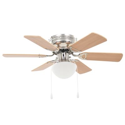 Ventilador De Techo Vidaxl, Adornado Con Lámpara 82 Cm Marrón Claro