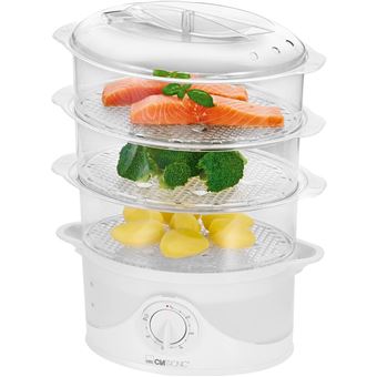 Vaporera eléctrica Clatronic DG 3665 - 3 bandejas, temporizador 60 minutos