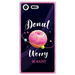 Hapdey Funda Rosa para Sony Xperia XZ Premium, Diseño Buñuelo divertido - Donut worry, be happy