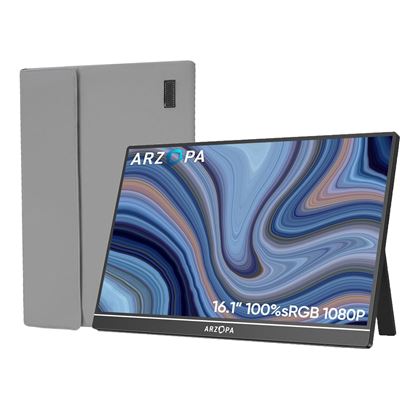 Arzopa Monitor Portátil Z1c Portátil 16.1""1920×1080P Led Ips 100%Rgb Fhd Usb-C + Bolsa De Almacenamiento