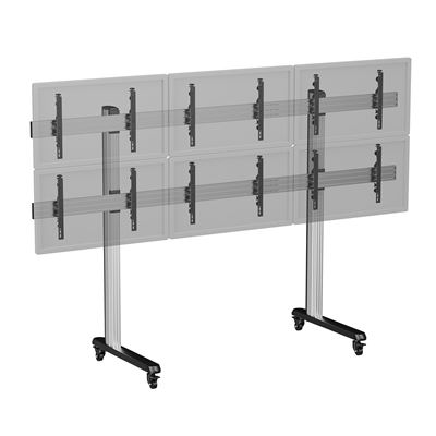 Soporte De Suelo Kimex 031-2601k2 - Para 6 Pantallas 45''-50'' - Altura 180cm - Con Ruedas