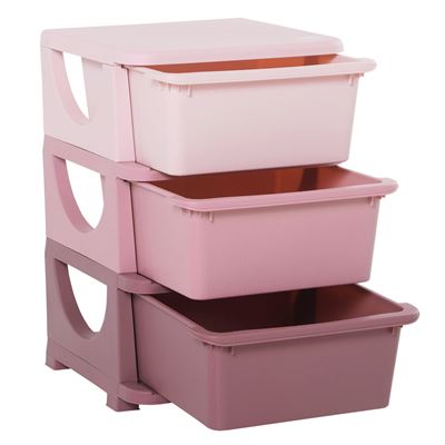 Torre de almacenamiento infantil Homcom rosa 37x37x56,5 cm