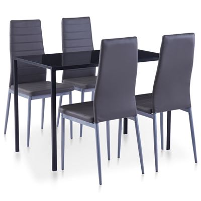 Vidaxl Gris Conjunto De Mesa Y Sillas De Comedor 5