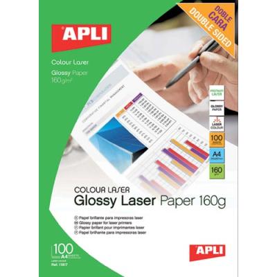 Papel Laser Glossy Apli Doble Cara Brillante din a4 160gr 100 Hojas