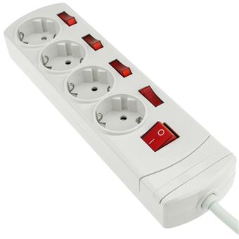 Bematik - Regleta De 4 Enchufes Schuko Con Interruptor Individual