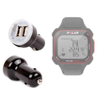 Cargador De Coche Para Reloj Polar RC3 GPS Bike  - ¡Con Dos Puertos USB! Por DURAGADGET - 1