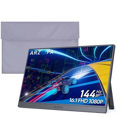 Arzopa Monitor Portátil Z1fc Portátil 16.1""1920×1080P 144Hz Led Ips Fhd Usb-C Gray + Bolsa De Almacenamiento