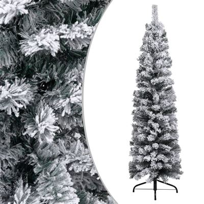 Árbol de Navidad artificial estrecho con nieve vidaXL PVC verde 150 cm