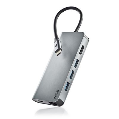 Ngs Adaptador Wonder Dock 8 Multipuerto Tipo Usb C 8 En 1. Elegante Hub 3.0 Fabricado En Aluminio.