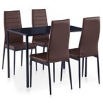 Conjunto de mesa y sillas de comedor vidaXL 5 Marron