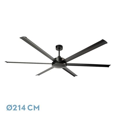 Ventilador De Techo Fabrilamp Sansón Con Control Remoto 60w Motor Dc 48db Ip20 Ø214cm Negro