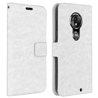 Funda cartera y F. Soporte Vintage para Motorola Moto G7 / G7 Plus, Blanco