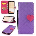 CASCO para Samsung Galaxy S8 Retro Flap Case, Purple Lattice Love Heart