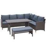 Conjunto 4 piezas muebles de ratán Outsunny gris mixto 172x67x74 cm