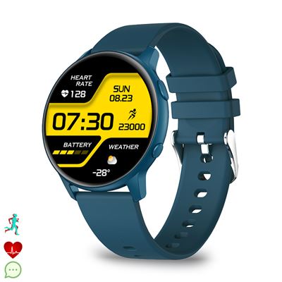 Smartwatch Dam Mx1 Notificaciones Monitor Cardiaco De Tensión Y Medidor O2 Azul Oscuro