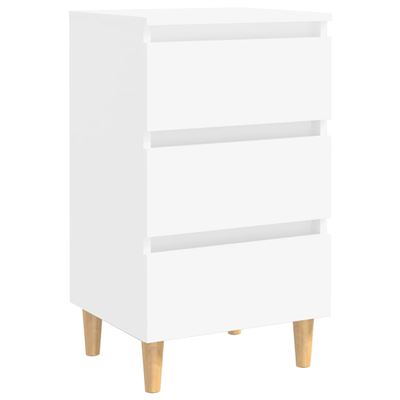 Vidaxl Blanca Mesita De Noche De Madera Maciza 40X35x69cm
