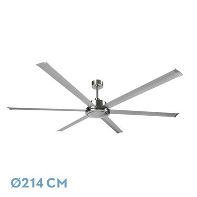 Ventilador De Techo Fabrilamp Sansón Con Control Remoto 60w Motor Dc 48db Ip20 Ø214cm Níquel Y Plata