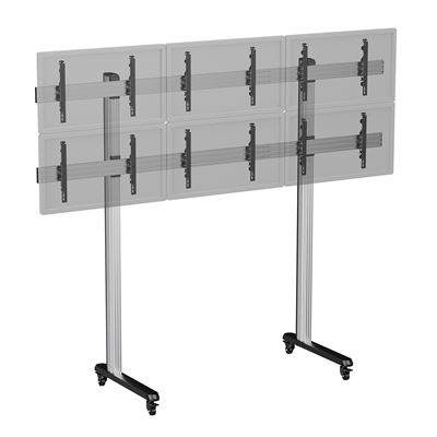 Soporte De Suelo Kimex 031-2602k2 - Para 6 Pantallas 50''-55'' - Altura 240cm - Con Ruedas