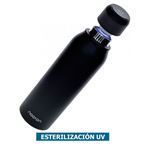 Botella de agua con purificación UV-C NOATON NATURAQ Negra / 600ml / Cantimplora antibacteriana