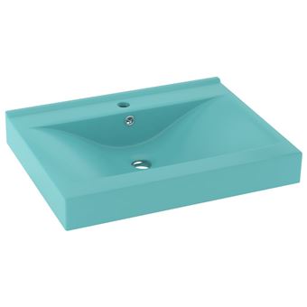 Lavabo de lujo vidaXL con grifo cerámica 60x46 cm verde claro - 1