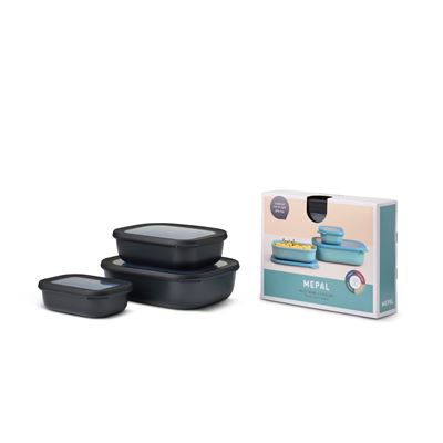 Set De 3 Botes De Cocina Cirqula Rectangular 500 / 1000 / 2000 Ml.- Nordic Black