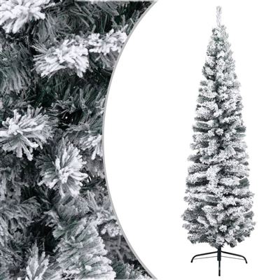 Árbol de Navidad artificial estrecho con nieve vidaXL PVC verde 240 cm