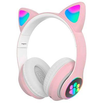 Auriculares Bluetooth Klack Vzv23m Orejas De Gato Plegables Rosa 