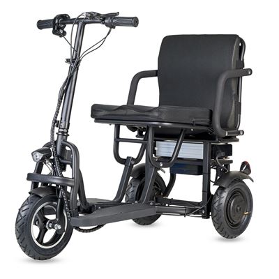 Vehículo De Movilidad Triciclo T3 500 W, Autonomía De 45 Km, Cesta Trasera, Ruedas De 10"" , Iluminación Led, Asiento Con Respaldo Negro
