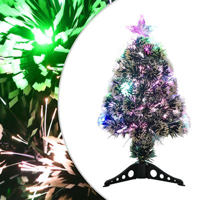 Árbol de Navidad con LED fibra óptica vidaXL verde y blanco 64cm