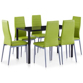 Conjunto de mesa y sillas de comedor vidaXL 7 verde - 1