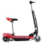 Patinete eléctrico con asiento y LED 120 W rojo, vidaXL