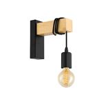 Aplique De Pared townshend vintage con 1 bombilla en diseño industrial retro acero y madera color negro casquillo e27 led