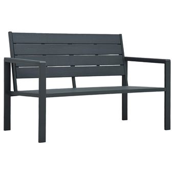 Banco de jardín vidaXL HDPE aspecto de madera gris 120cm - 1