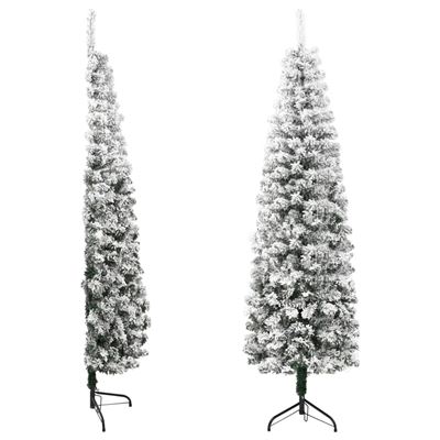 Mitad árbol Navidad artificial delgado con nieve vidaXL 150cm