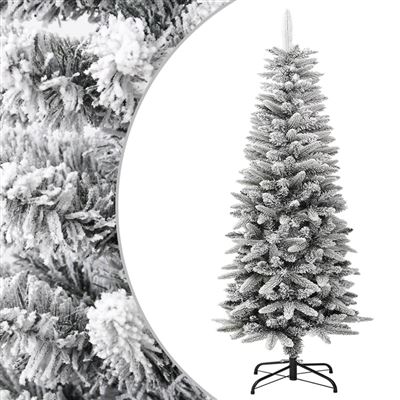 Árbol de Navidad artificial estrecho con nieve vidaXL PVC y PE 120 cm