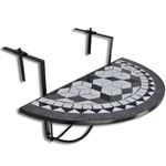 Mesa Colgante De Balcón De Mosaico Semicircular Color Negro Y Blanco