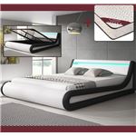 Cama canapé de matrimonio Parisina blanco y negro 160x200cm con colchón Pro Nature